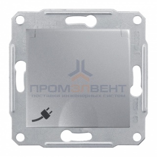 Розетка с заземлением со шторками и крышкой  IP44 винтовые клеммы Sedna, алюминий