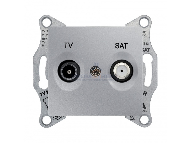 TV/SAT розетка проходная Sedna, алюминий
