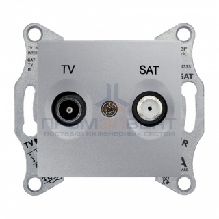 TV/SAT розетка проходная Sedna, алюминий