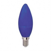 Ecola candle   LED color  6,0W 220V E14 Blue свеча Синяя матовая колба 103x37