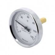 Термометр аксиальный EMMETI - 1/2" (D-80мм, шкала 0-120°C, с гильзой 100 мм)