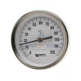 Термометр биметаллический аксиальный WATTS F+R801 OR - 1/2" (D-10 0мм, шкала 0-120°C, гильза 150 мм)