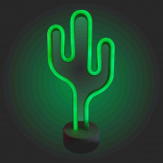 12-67 Светодиодный настольный неоновый светильник "Кактус", 3Вт, питание 3*АА, цвет свечения зеленый, размеры: 148 х 85 х 300 мм