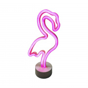 12-69 Светодиодный настольный неоновый светильник "Фламинго", 3Вт, питание 3*АА, цвет свечения розовый, размеры: 130 х 85 х 300 мм