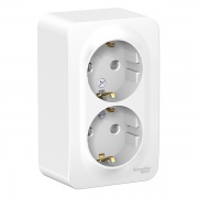 Розетка 2-ая с заземлением со шторками Blanca Schneider Electric 16А 250В белая монтажная пластина